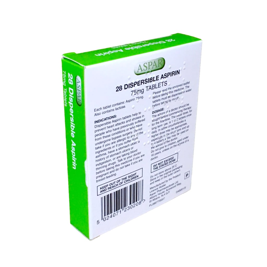 Aspirin Dispersible 75mg 28's