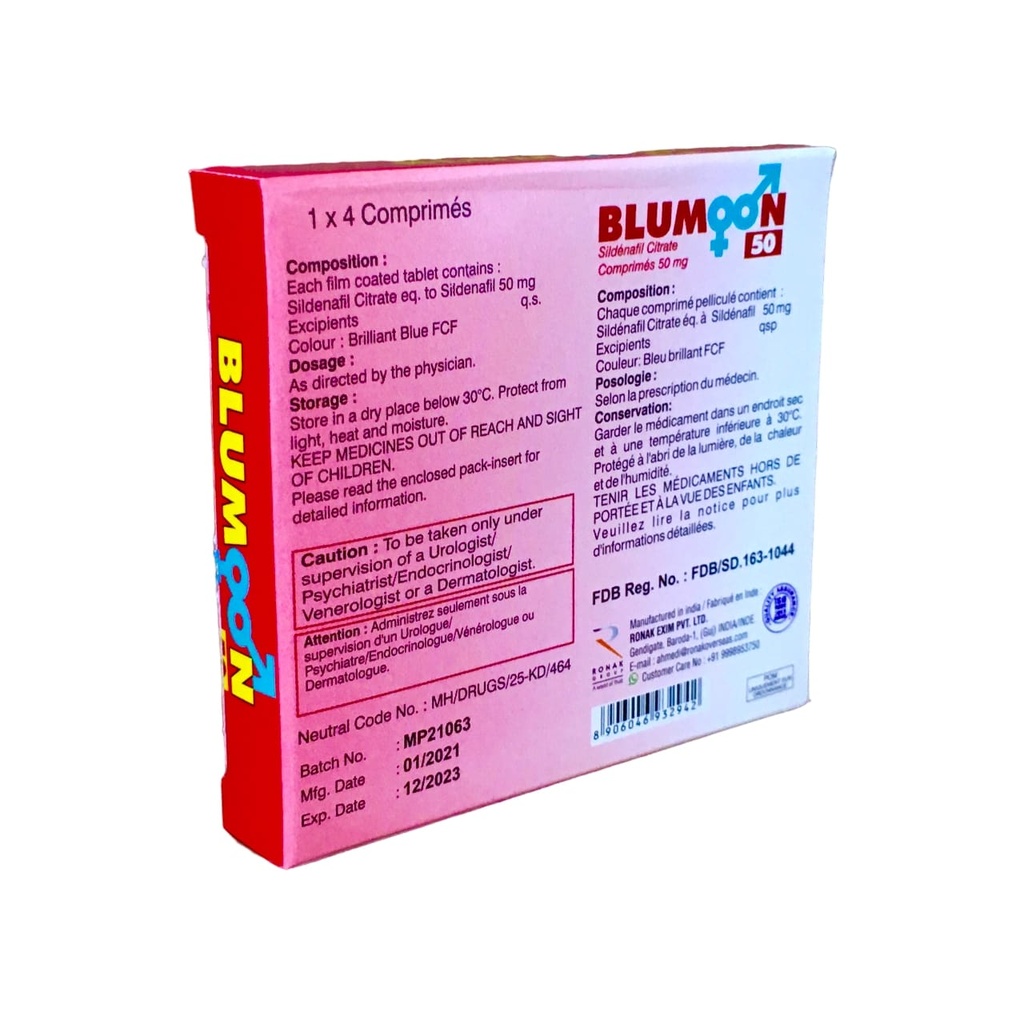 BLUMOON 50MG 4'S (SILDENAFIL)