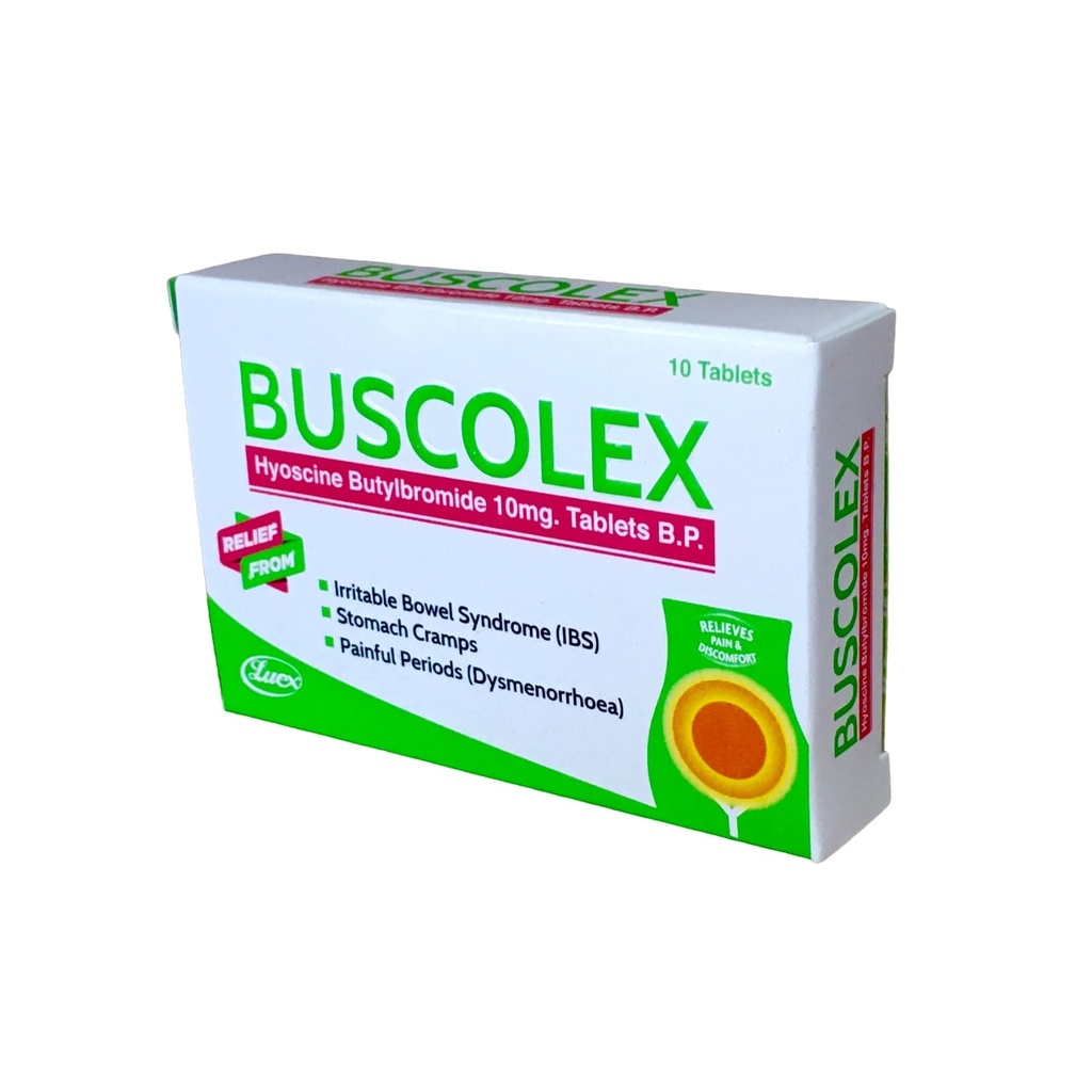 BUSCOLEX 10MG TABLETS 1X10'S [HYOSCINE β BROMID]