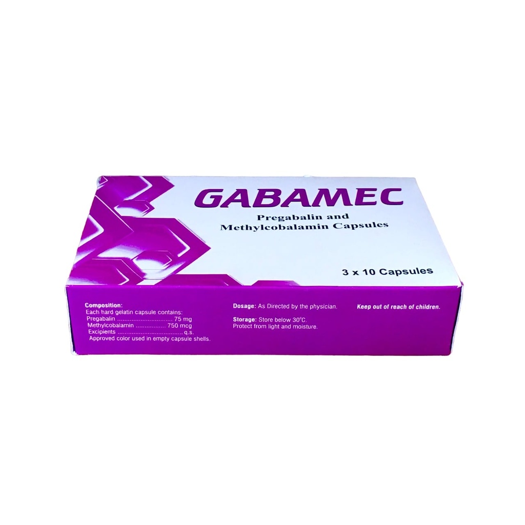 GABAMEC PREGABALIN 75MG+METHYLCOBALAMIN 750MCG CAPS 30s TRIDENT LIFELINE