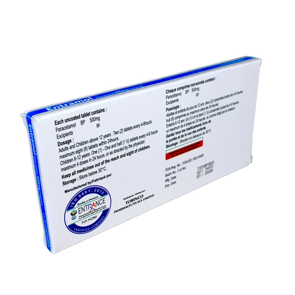 Entramol 500Mg Tab 12'S (Paracetamol)