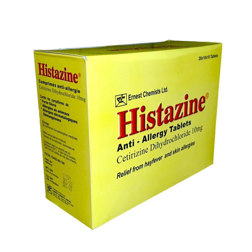 HISTAZINE (CETIRIZINE) TAB 10MG 100'