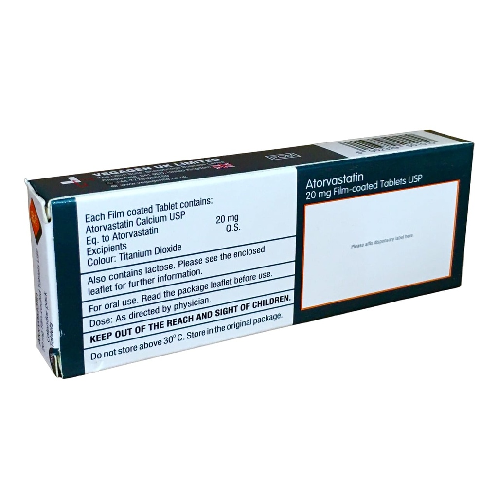 ATORVASTATIN 20MG TAB 28S VEGA UK