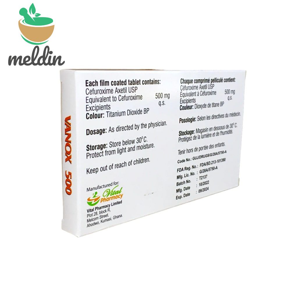 VANOX tab 500mg (Cefuroxime) 10's