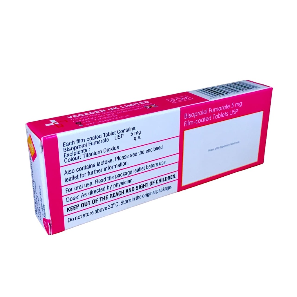 BISOPROLOL FUMARATE 5MG TABLETS 28s VEGA UK