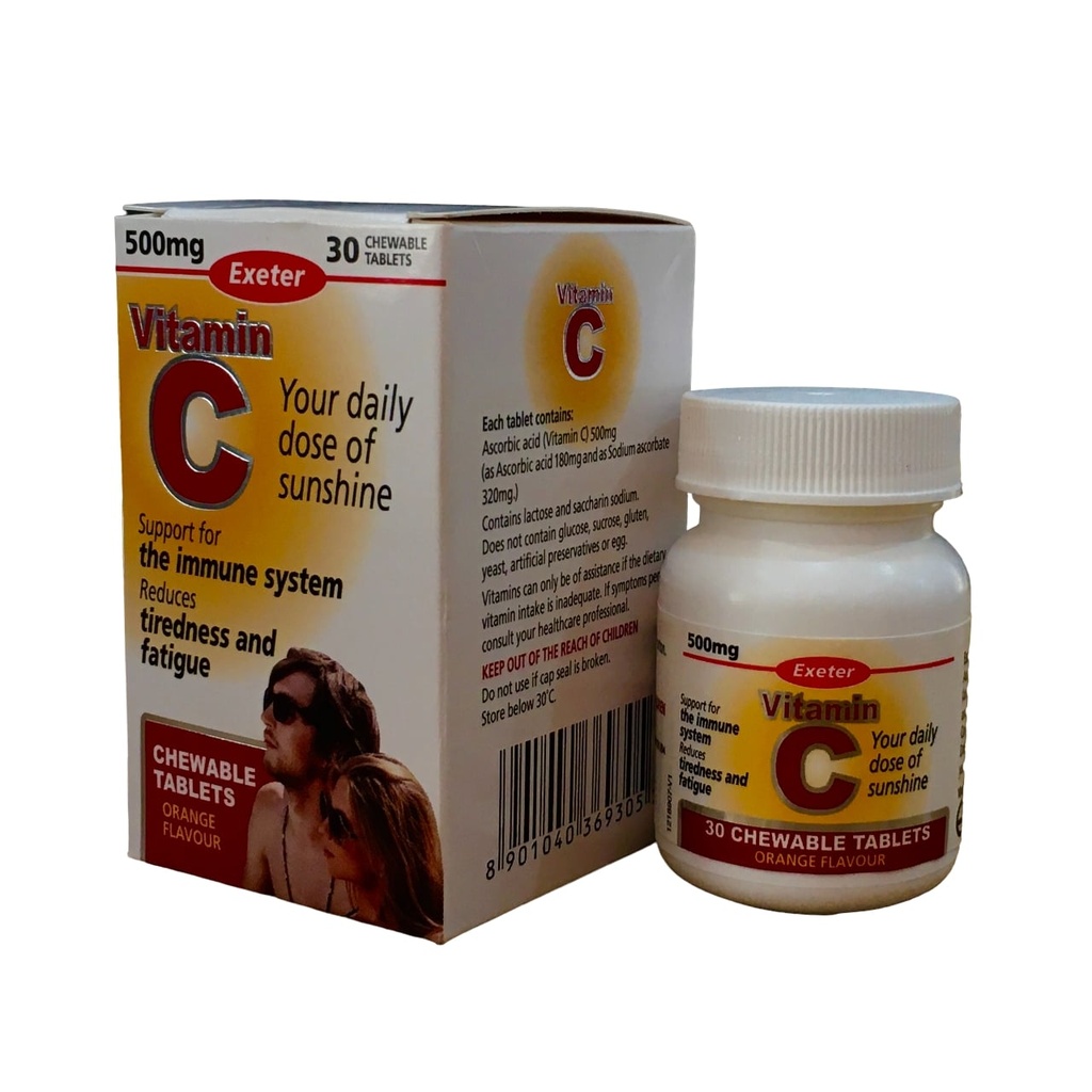 VITAMIN C CHEWABLE TABS 500MG 30' (EXETER)