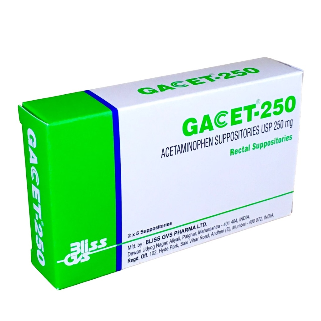 Gacet 250Mg Supp 10'S (Paracetamol)