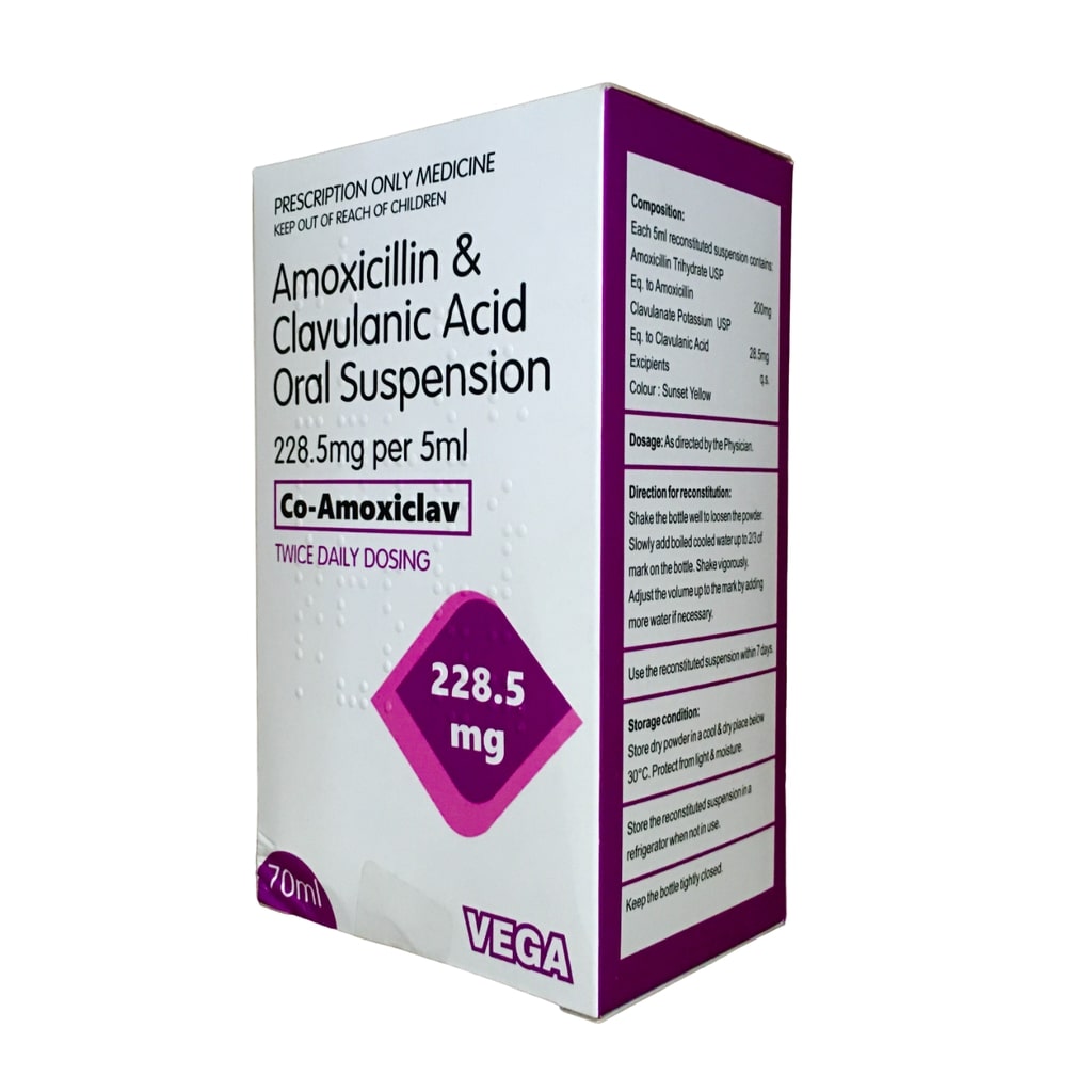 CO-AMOXICLAV SUSP 228.5MG/5ML 70ML VEGA UK