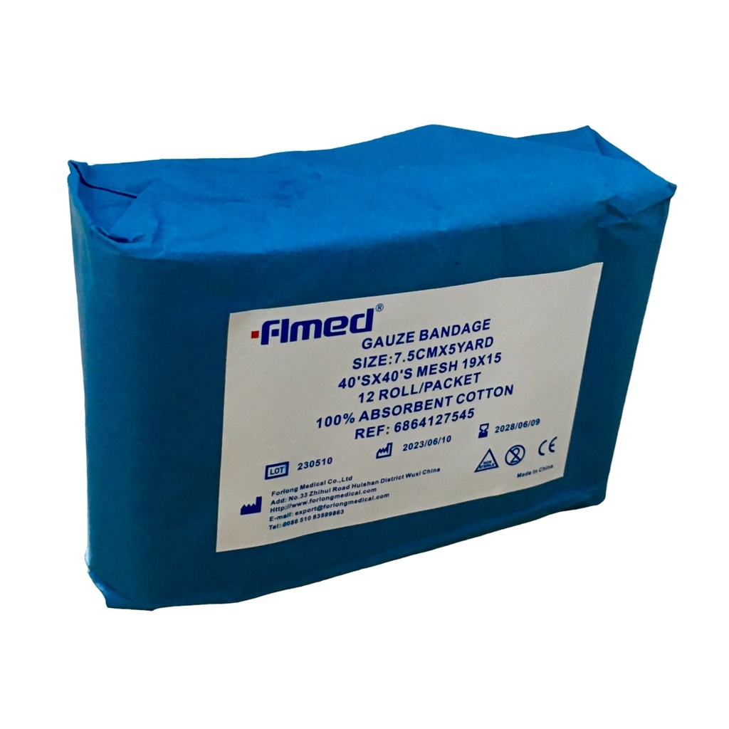 [PNC-02] ABSORBENT GAUZE BANDAGE 4 INCH * 5 YRDS FORLONG MEDICAL FLMED 10CM