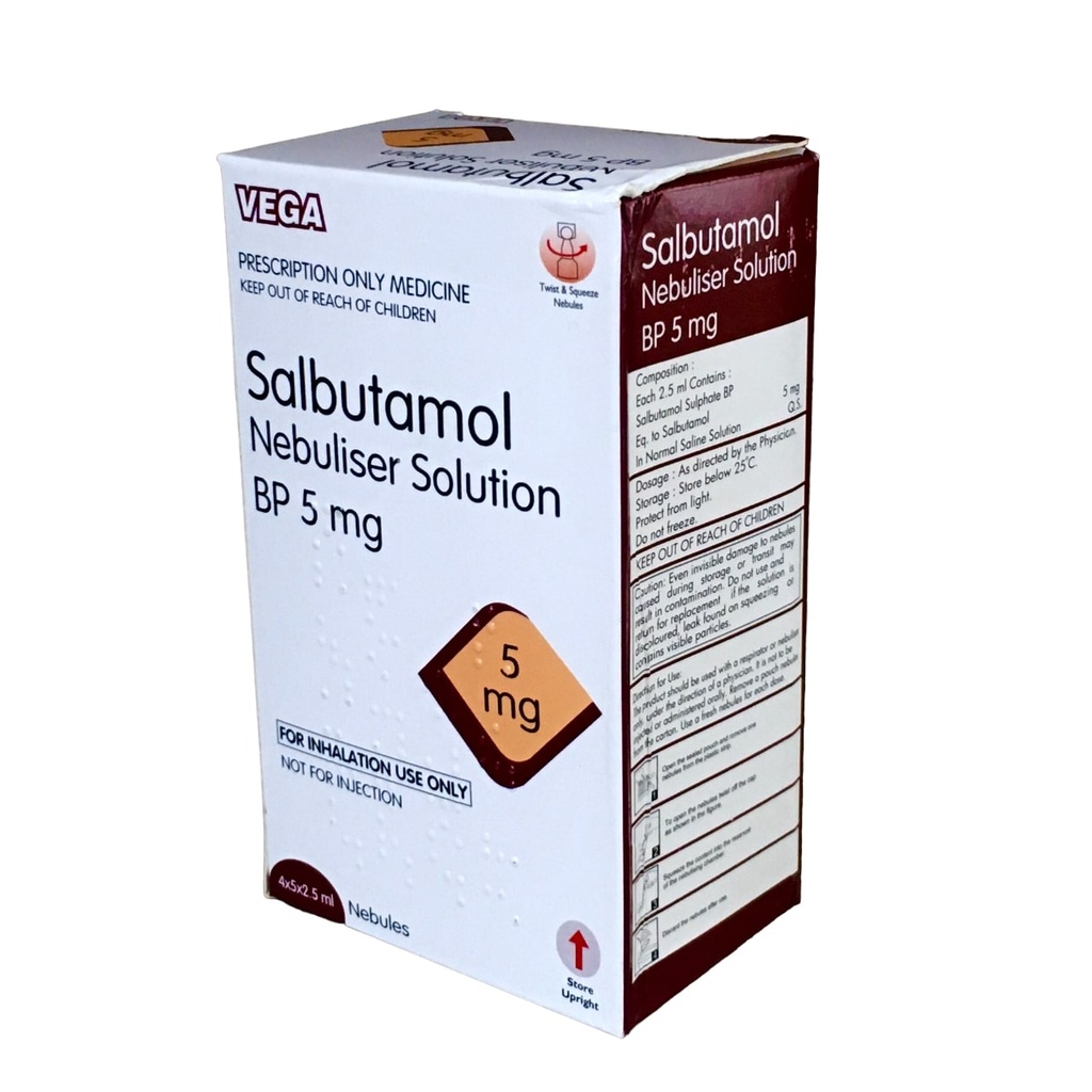 SALBUTAMOL NEBULISER SOLUTION 5MG/2.5ML 20'S VEGA UK