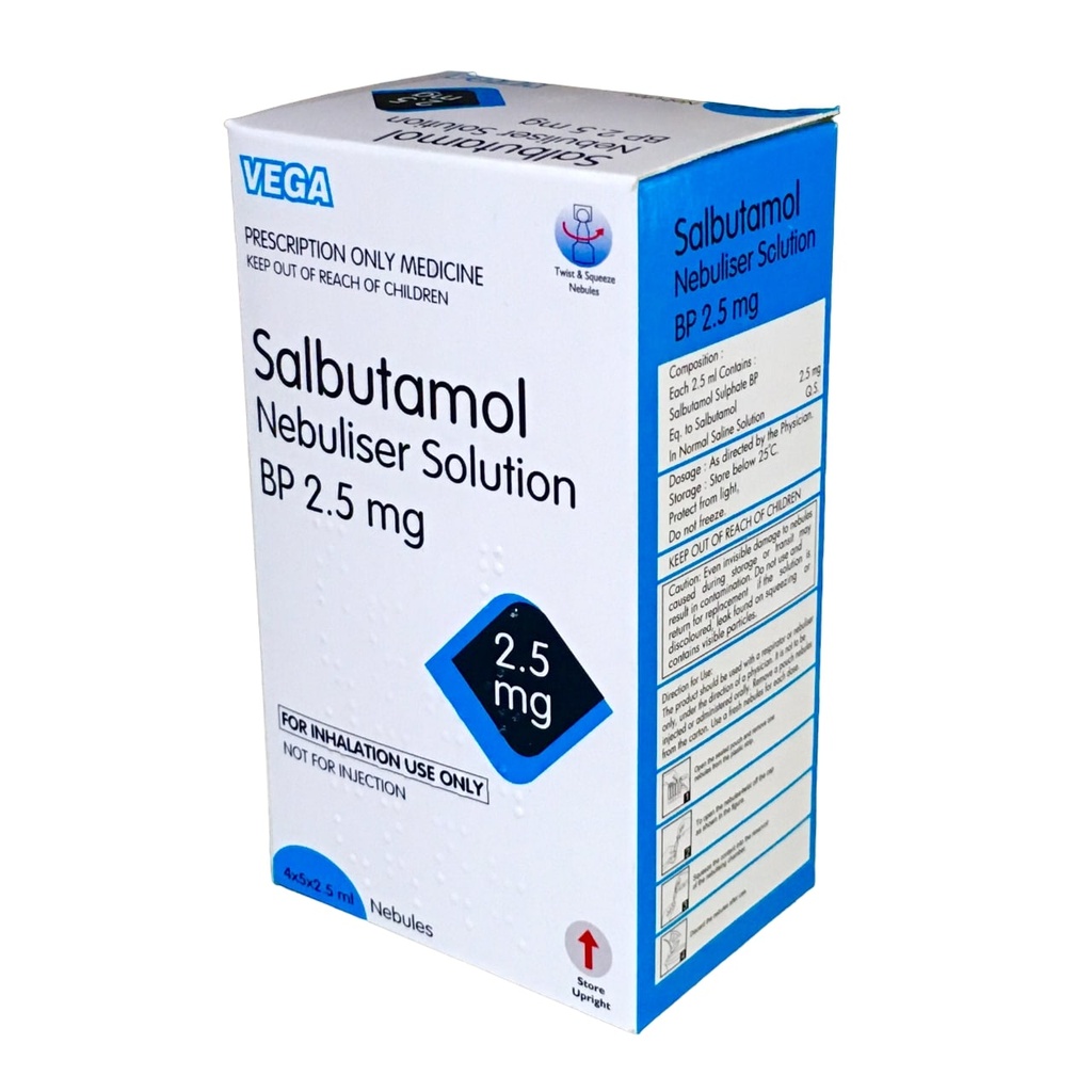 SALBUTAMOL NEBULISER SOLUTION 2.5MG/2.5ML 20'S VEGA UK