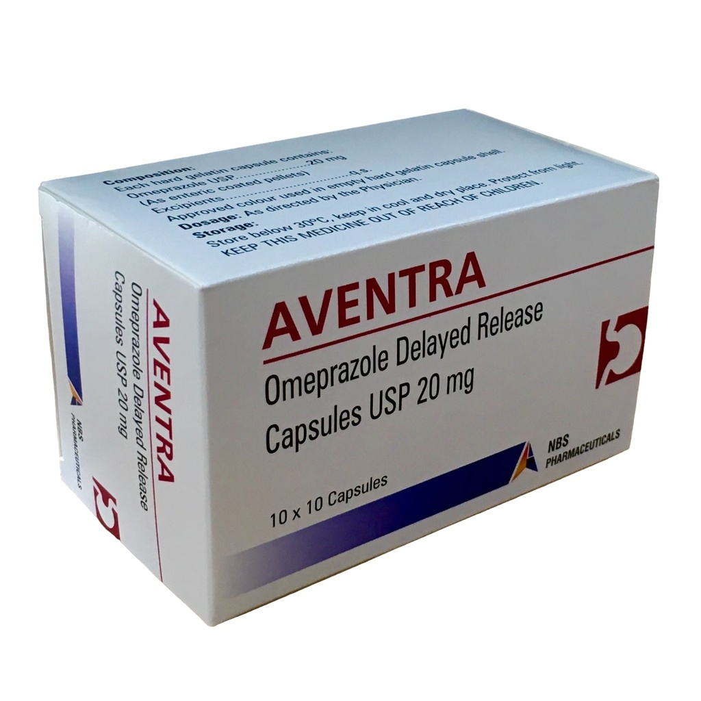 Omeprazole 20mg 100's (Aventra)