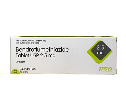 [PNC_VGA-30] BENDROFLUMETHIAZIDE 2.5MG TABLETS 28s VEGA UK