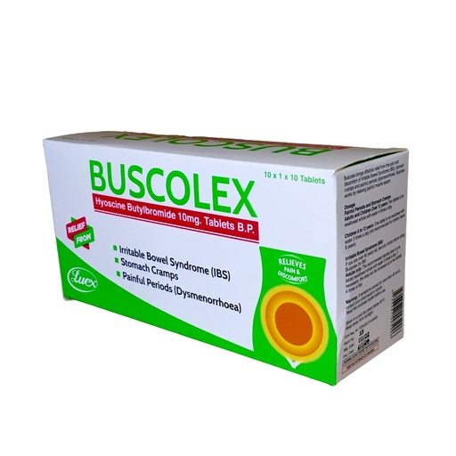 [UCM_IND-05] BUSCOLEX 10MG TABLETS 1X10'S [HYOSCINE β BROMID]